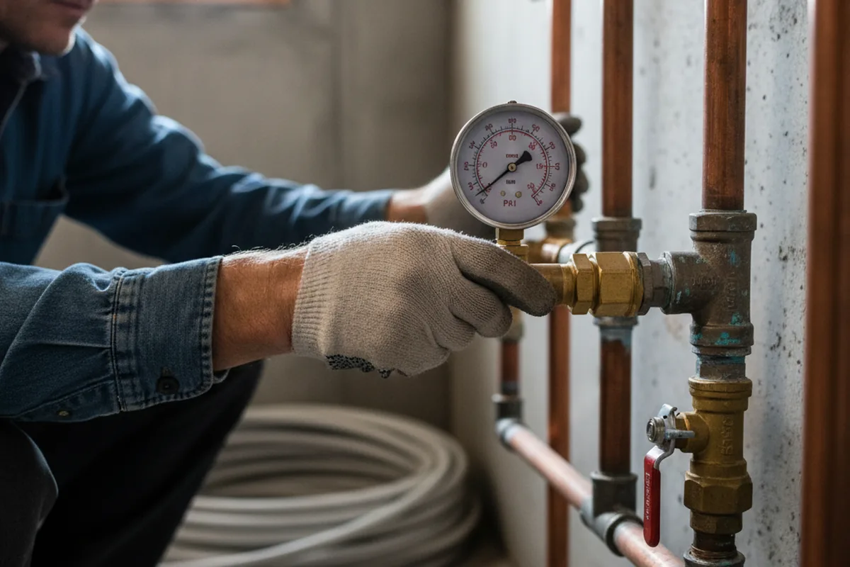 Pressure testing a repaired line during Water Line Repair in Bethel Island